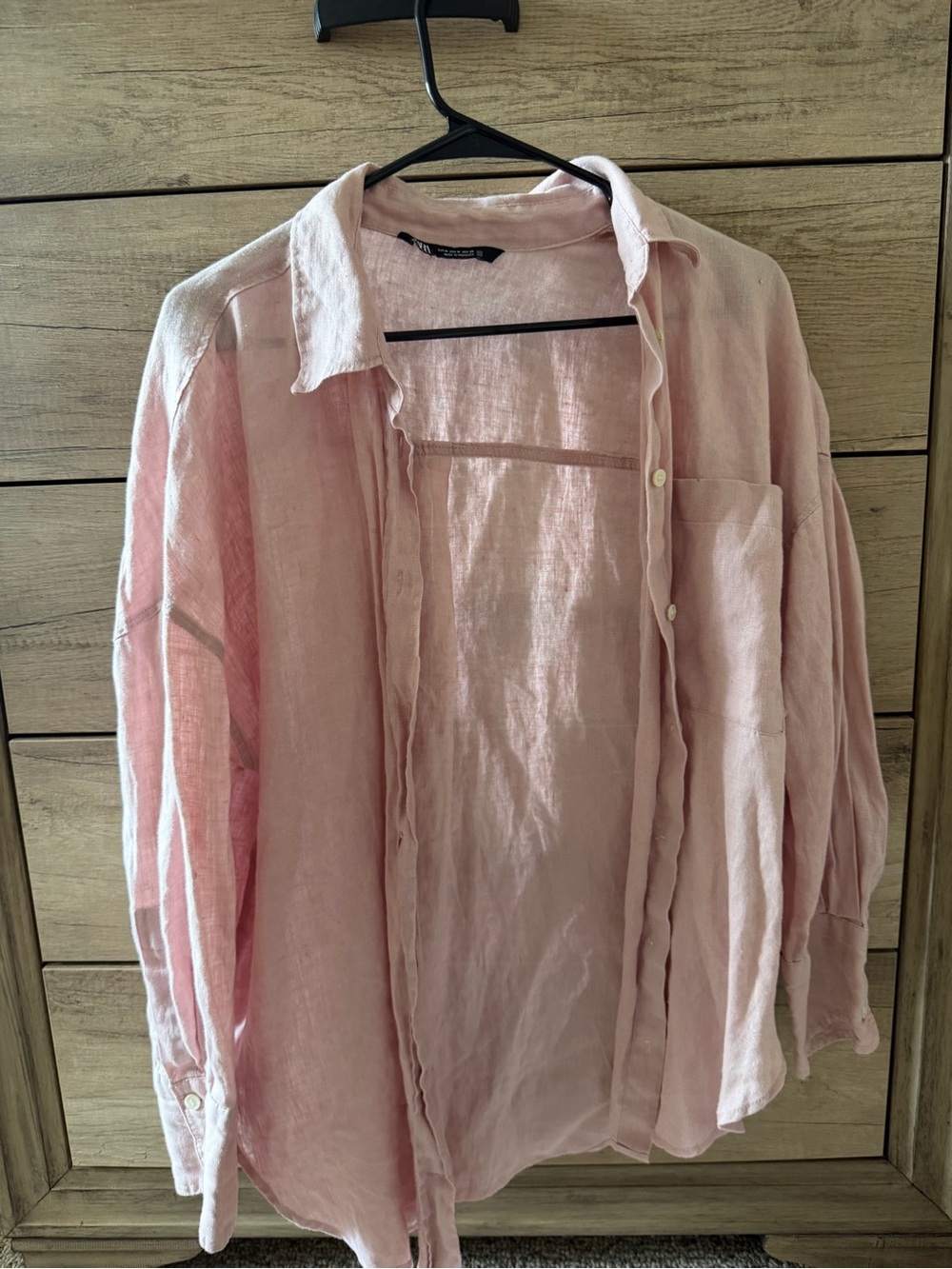 Light Pink Linen Button-Up Shirt